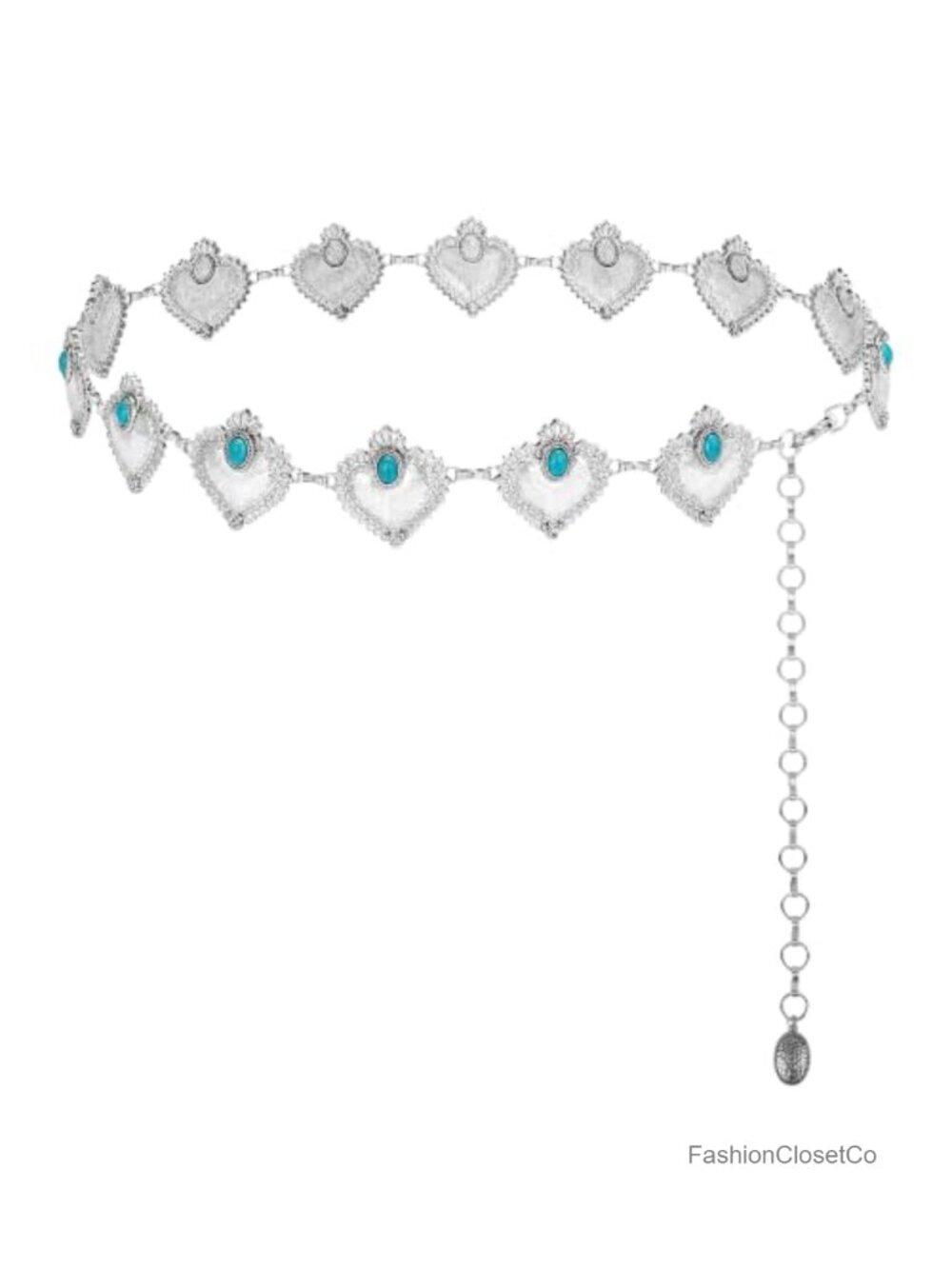 Wrangler Western Chain Belt Women Turquoise Inlay Zinc Alloy